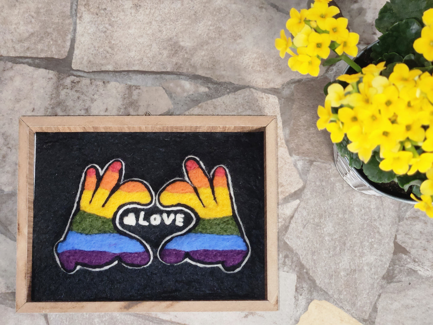 LOVE and HEART Handmade Felt Wooden Frame