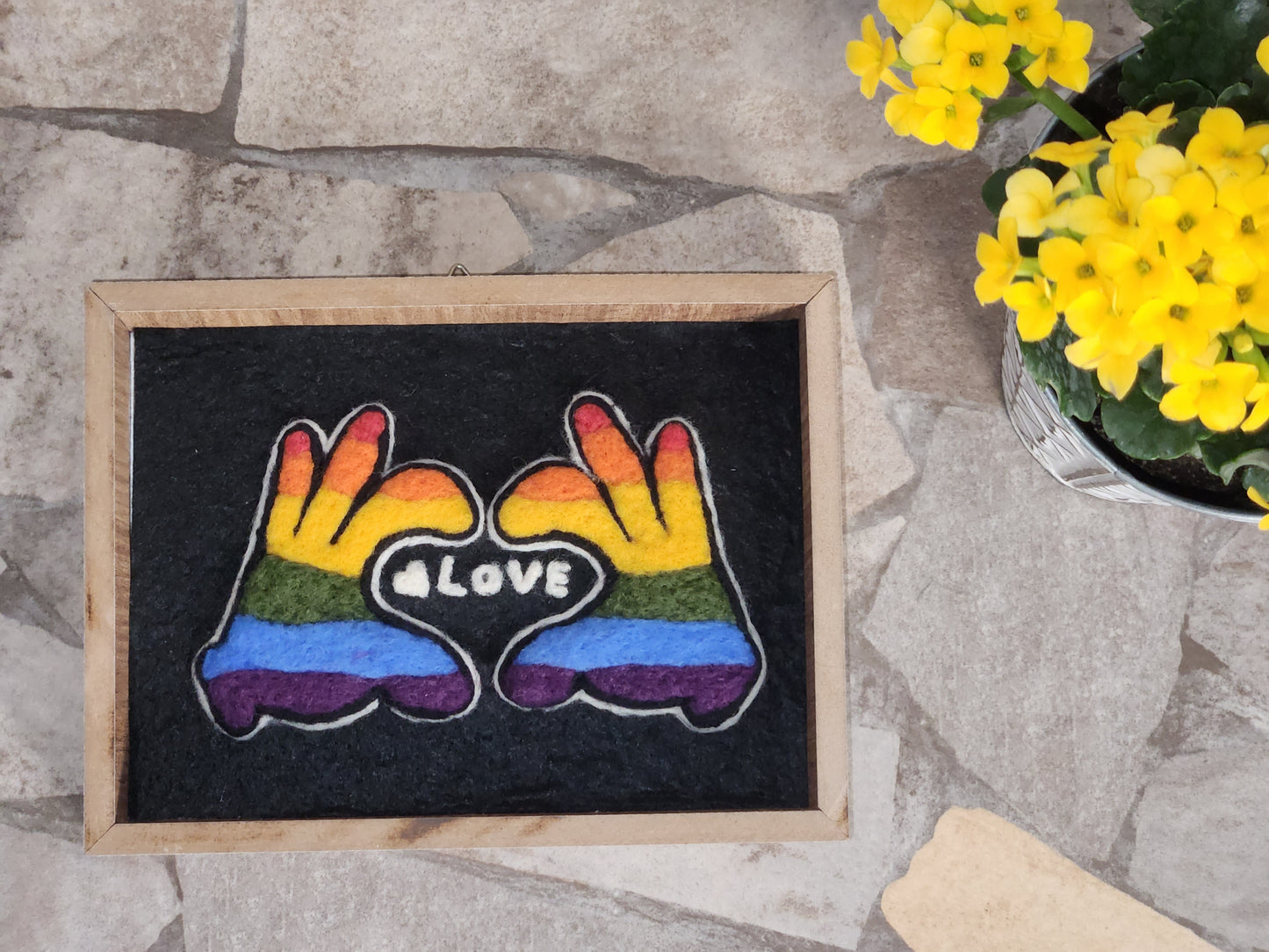 LOVE and HEART Handmade Felt Wooden Frame