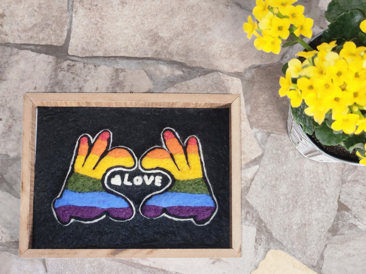 LOVE and HEART Handmade Felt Wooden Frame