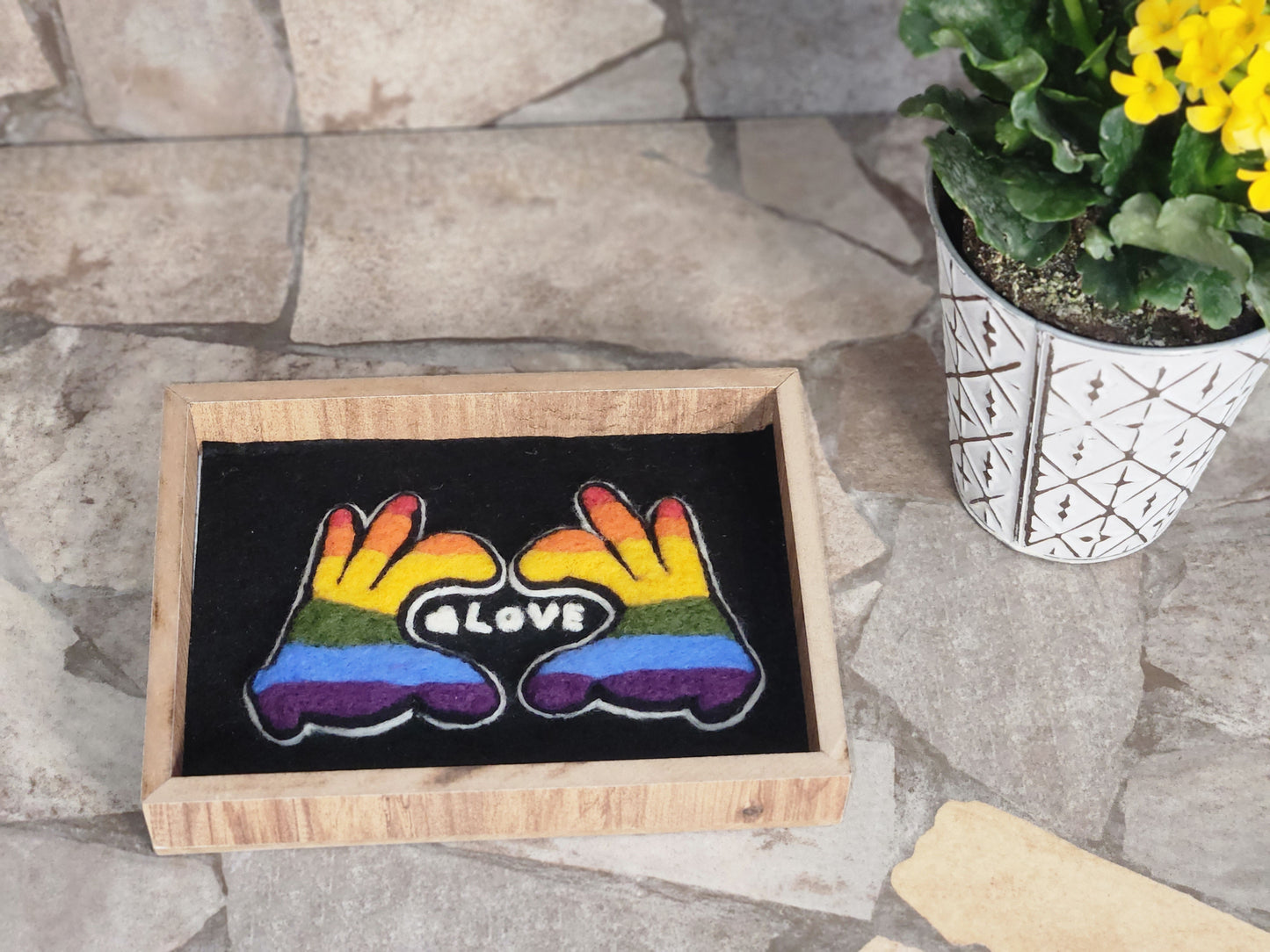 LOVE and HEART Handmade Felt Wooden Frame