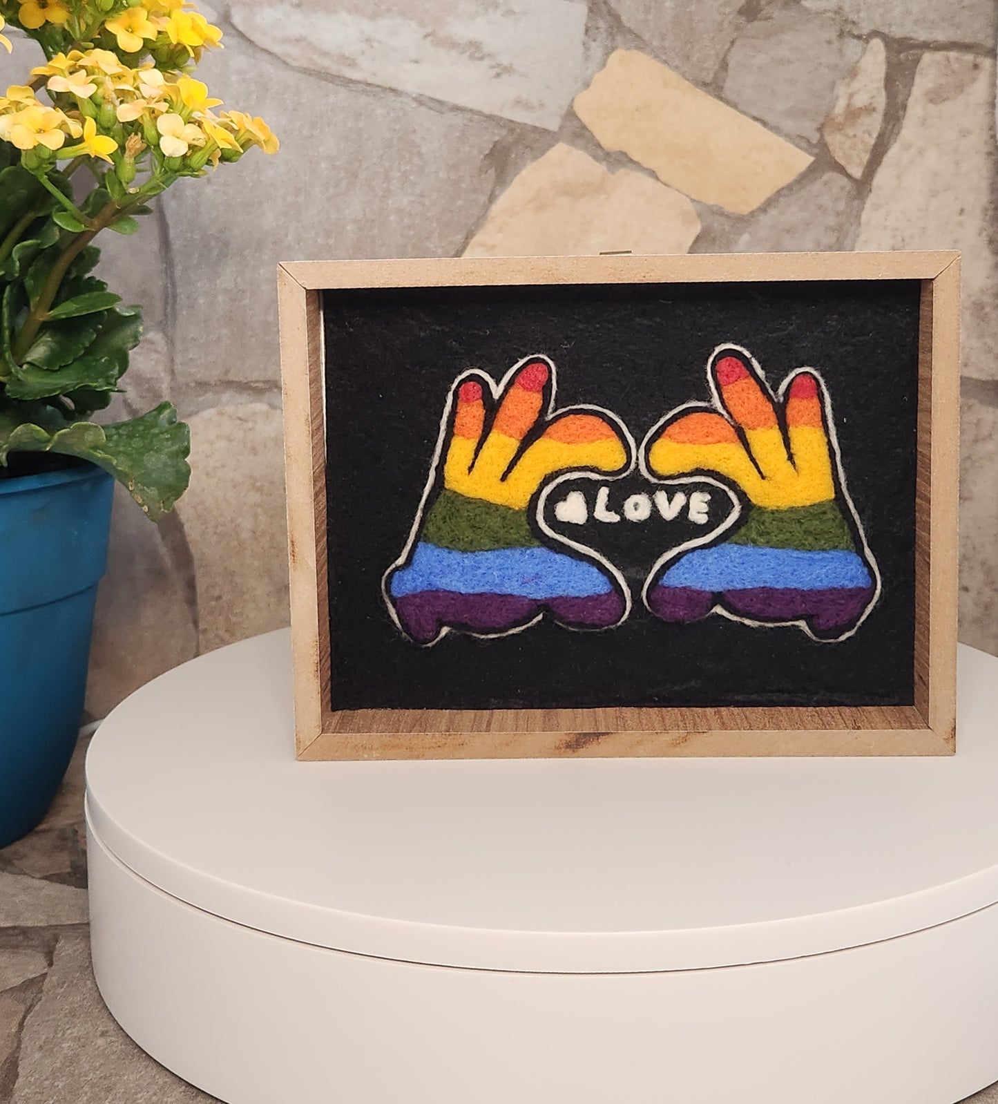 LOVE and HEART Handmade Felt Wooden Frame