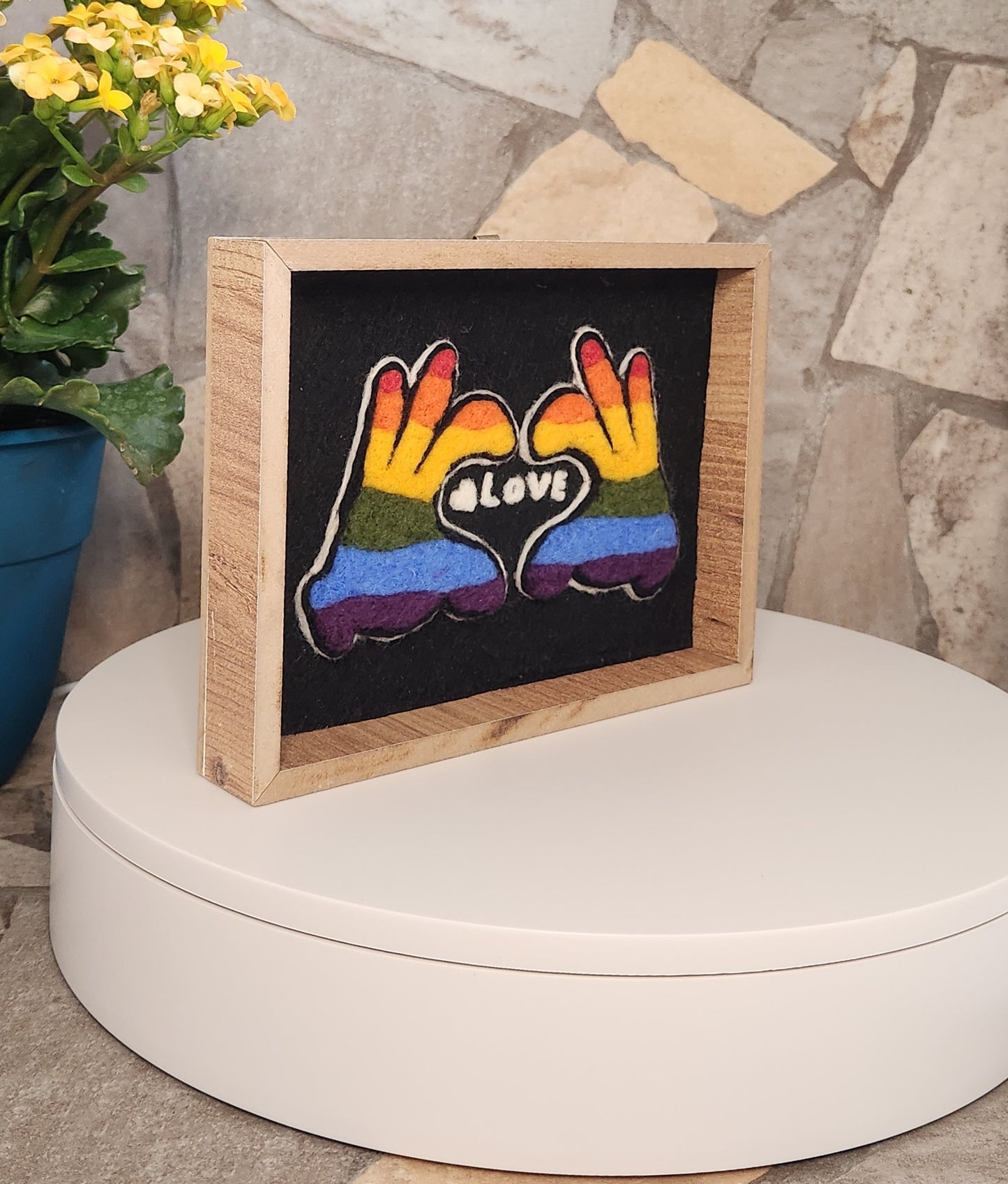 LOVE and HEART Handmade Felt Wooden Frame