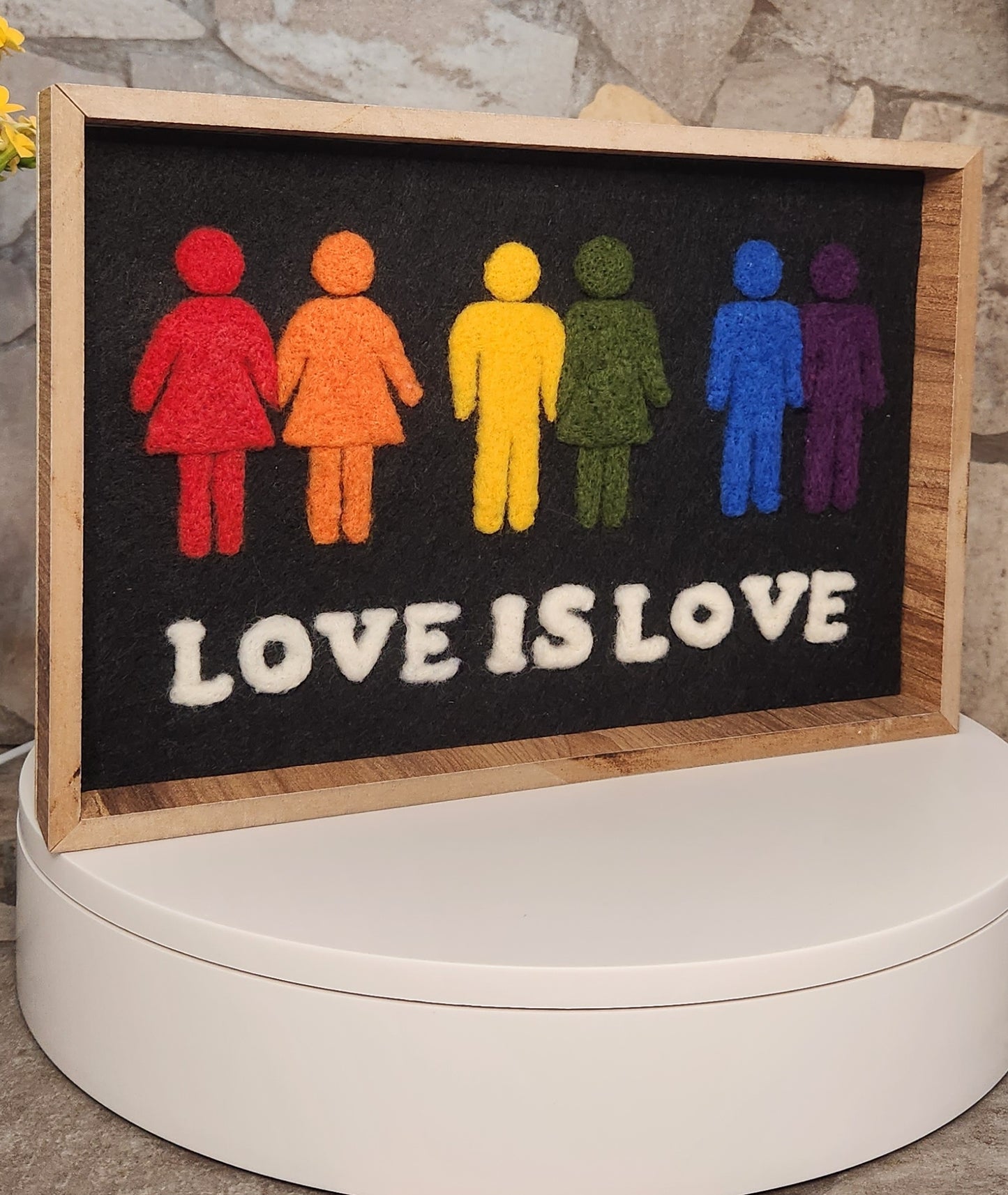 LOVE is LOVE Black Felt Rainbow Shadow Box Frame