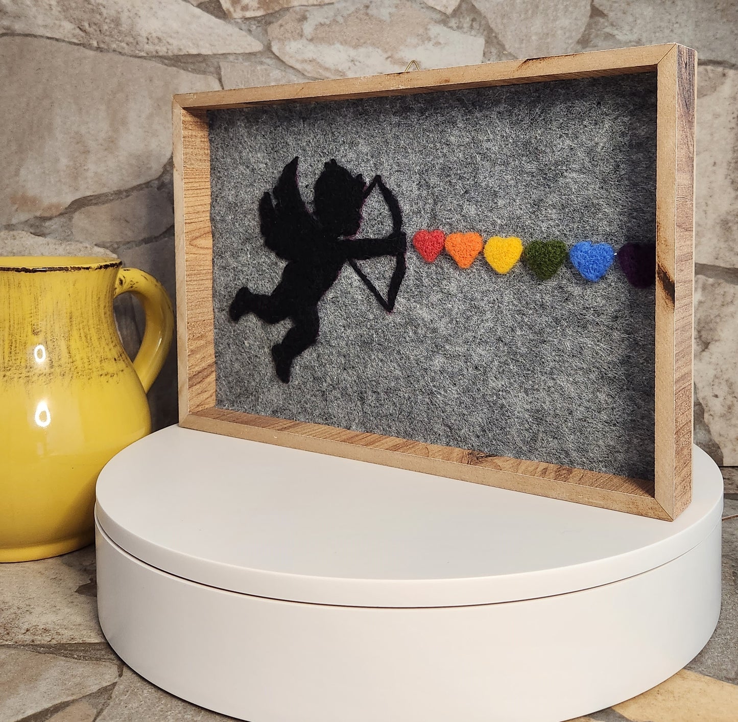 Serene Love: A Felt Wall Decoration with Angelic Hearts